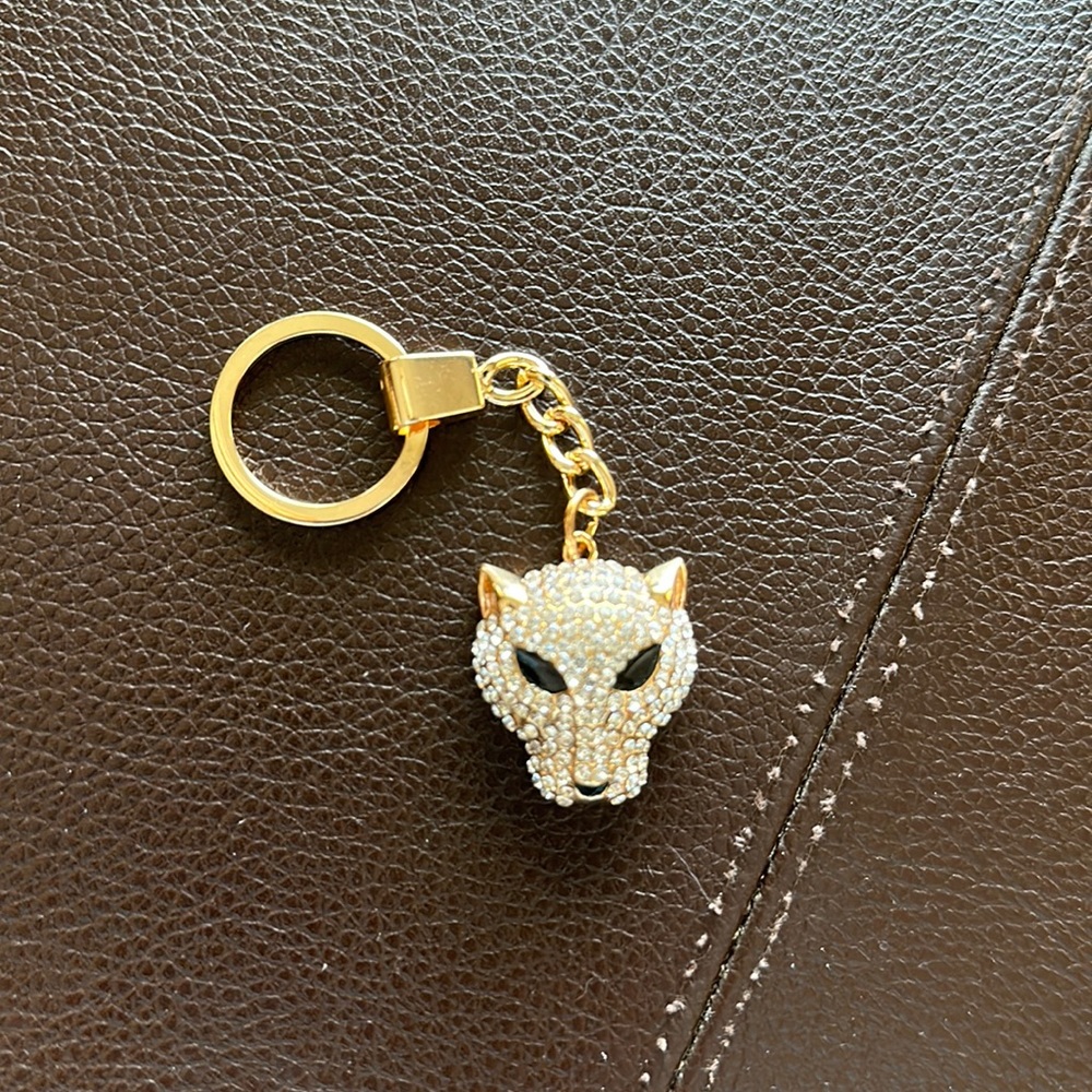 Effy Gold and White Panther Keychain